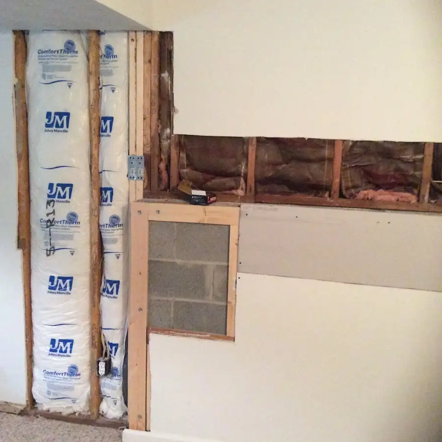 Wall insulation replacement during Basement Flood Cleanup in Woodstock